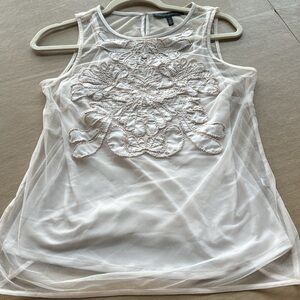 White House Black Market pinkish Cream Embellished Tank Top Size S